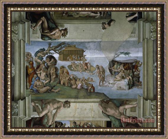 Michelangelo Buonarroti Sistine Chapel Ceiling The Flood 1508 12 Framed Painting