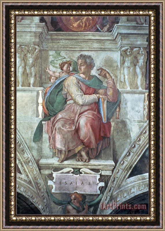 Michelangelo Buonarroti Sistine Chapel Ceiling The Prophet Isaiah Framed Painting