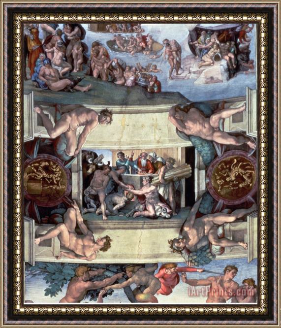 Michelangelo Buonarroti Sistine Chapel Ceiling The Sacrifice of Noah 1508 10 Framed Print