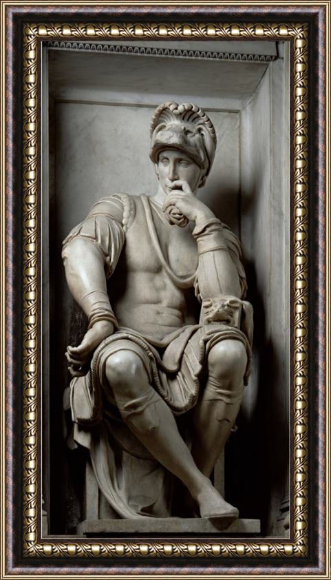 Michelangelo Buonarroti Statue of Lorenzo De Medici Framed Painting