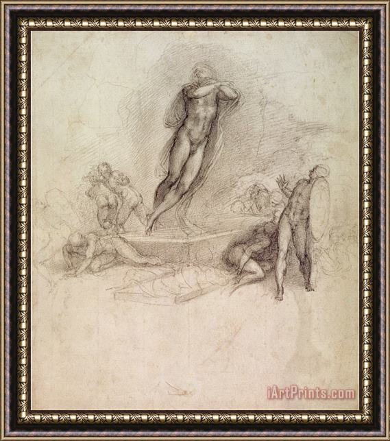 Michelangelo Buonarroti Study for an Ascension Framed Painting