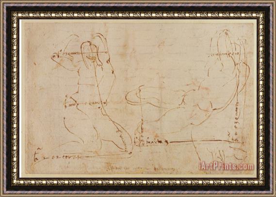 Michelangelo Buonarroti Study for River God Framed Painting