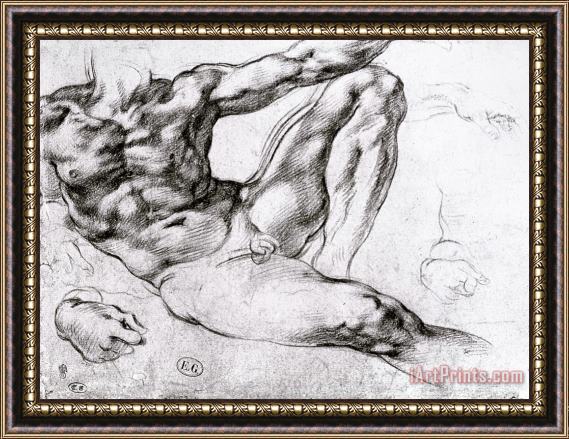 Michelangelo Buonarroti Study for The Creation of Adam Framed Print