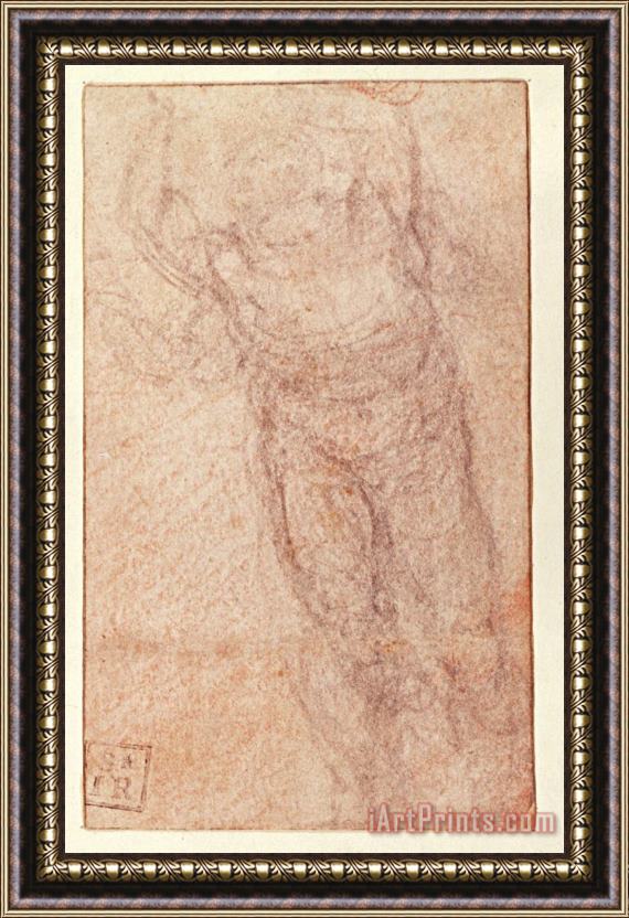 Michelangelo Buonarroti Study for The Resurrection C 1532 34 Red And Black Chalk on Paper Recto Framed Print