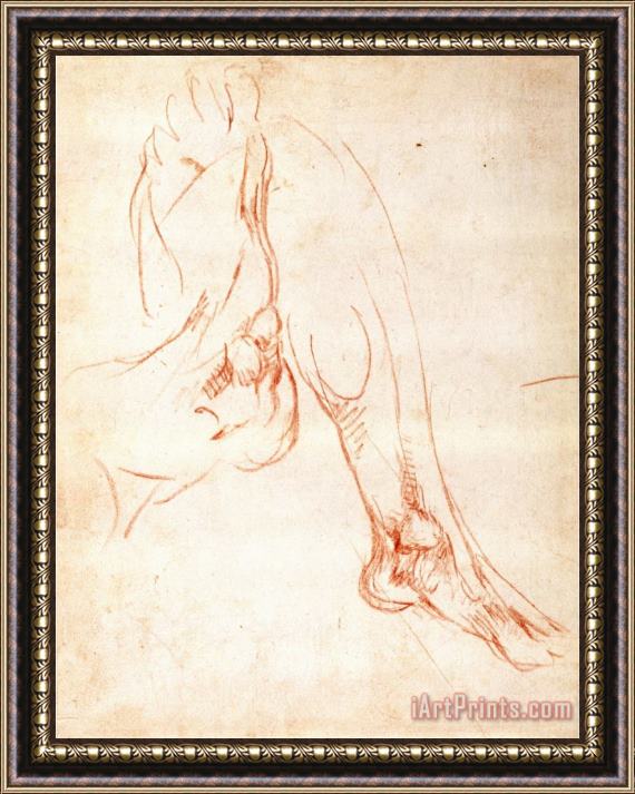 Michelangelo Buonarroti Study of a Lower Leg And Foot Framed Painting