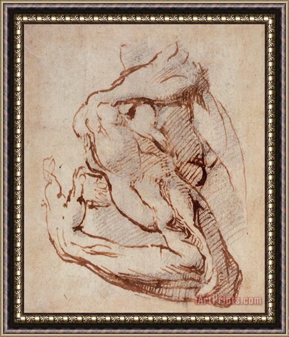 Michelangelo Buonarroti Study of an Arm Ink Framed Painting