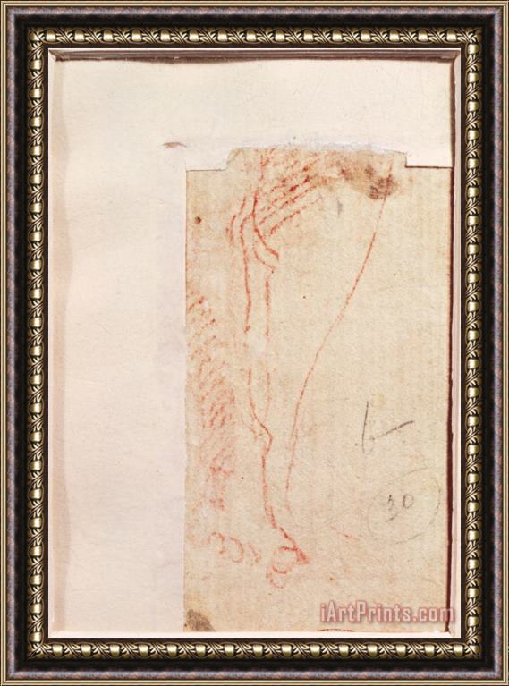 Michelangelo Buonarroti Study of Christ's Feet Nailed to The Cross Framed Painting