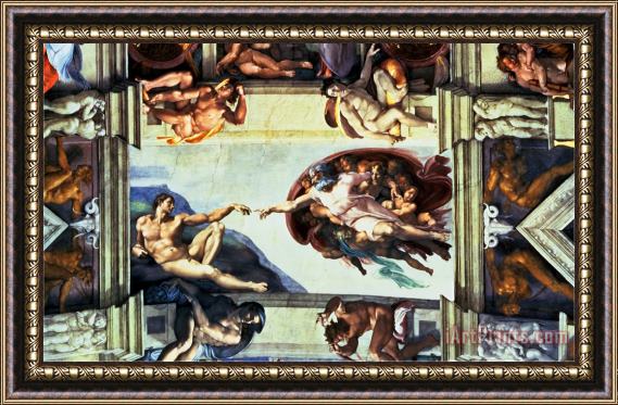 Michelangelo Buonarroti The Creation of Adam C 1510 Framed Painting