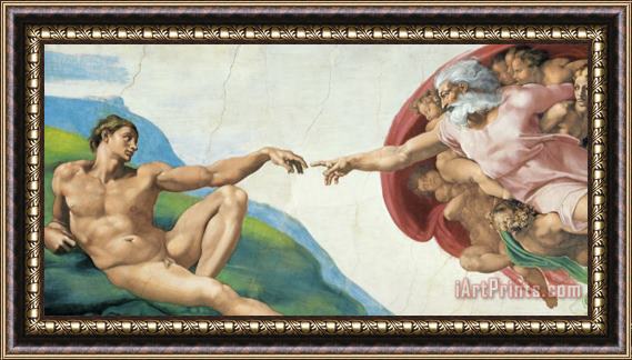 Michelangelo Buonarroti The Creation of Adam Framed Painting