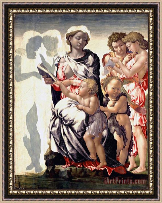 Michelangelo Buonarroti The Madonna And Child with Saint John And Angels Framed Print