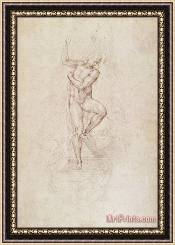 Michelangelo Buonarroti The Risen Christ Study for The Fresco of The Last Judgement in The Sistine Chapel Vatican Framed Painting