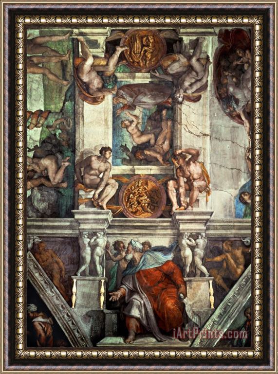 Michelangelo Buonarroti The Sistine Chapel Creation of Eve The Prophet Ezekiel Framed Print