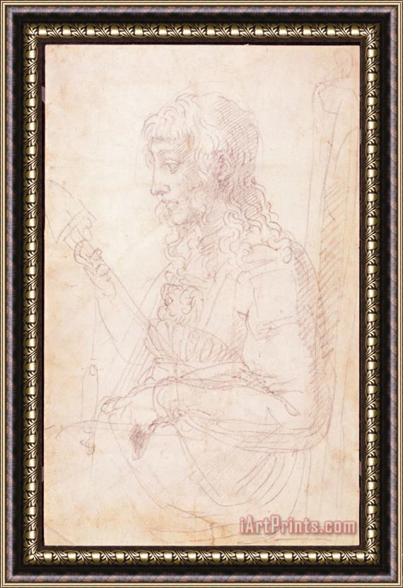 Michelangelo Buonarroti W 40 Sketch of a Female Figure Framed Painting