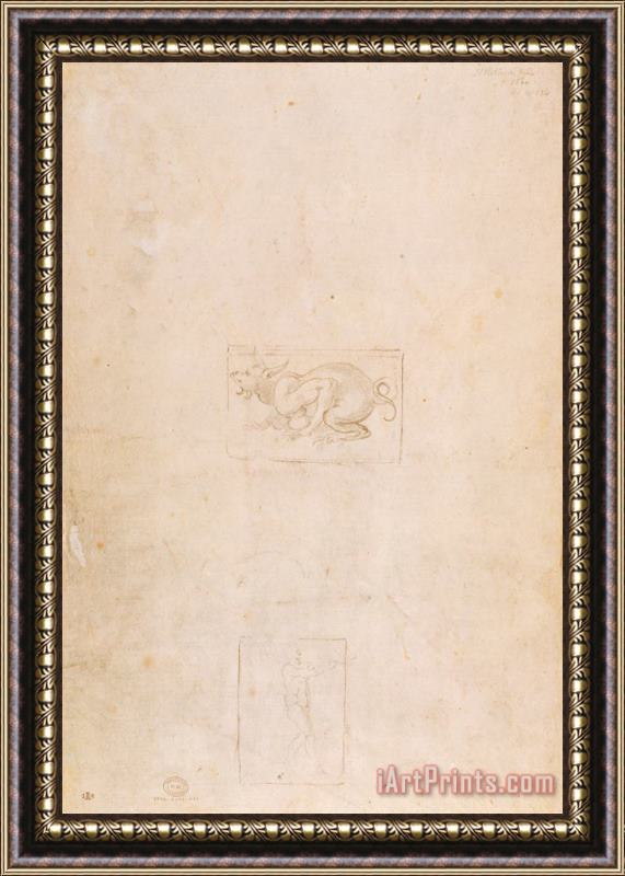 Michelangelo Buonarroti W 54 Study of a Dragon Framed Print