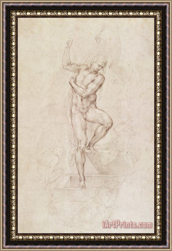 Michelangelo Buonarroti W53r The Risen Christ Study For The Fresco Of The Last Judgement In The Sistine Chapel Vatican Framed Painting