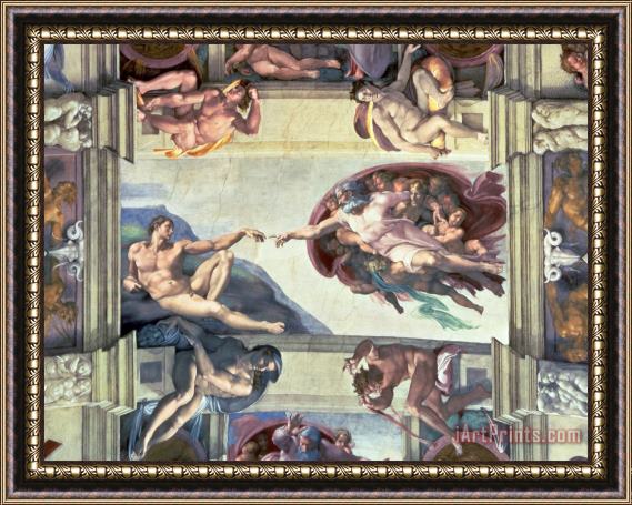 Michelangelo Sistine Chapel Ceiling Creation of Adam Framed Print