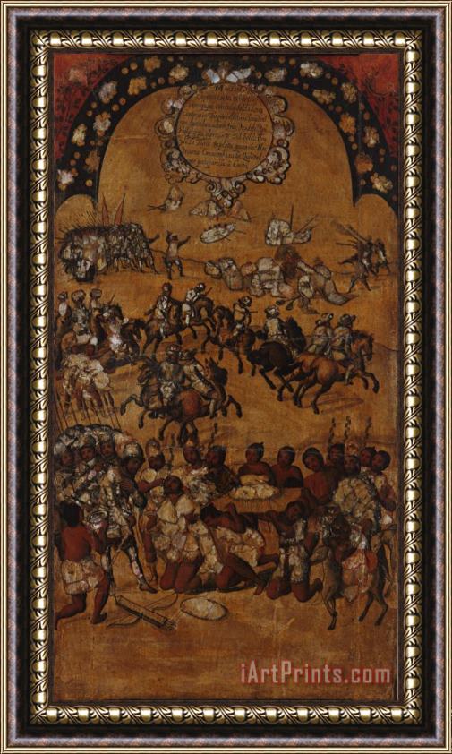 Miguel Gonzales The Conquest of Mexico. Tabla II Framed Painting