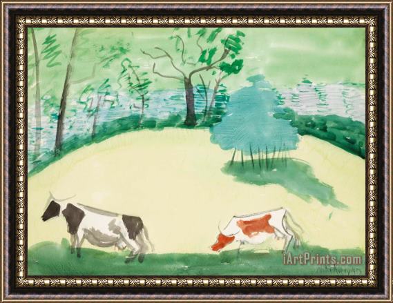 Milton Avery Cows on Hillside, 1953 Framed Painting