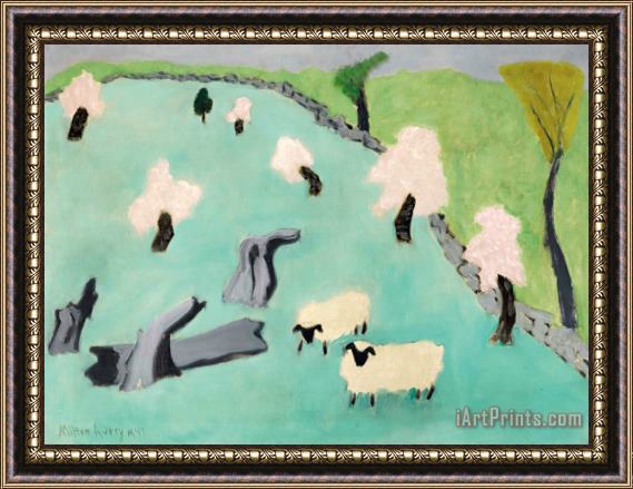 Milton Avery Landscape with Sheep, 1947 Framed Painting