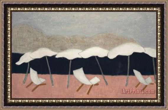 Milton Avery White Umbrellas, 1952 Framed Painting