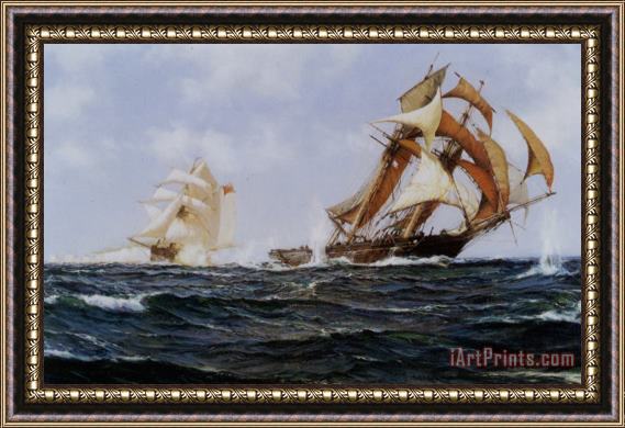 Montague Dawson Off The White Cliffs of Dover Framed Print