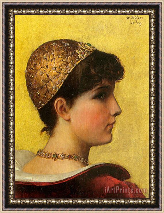Moritz Stifter A Beauty in Historical Costume Framed Painting