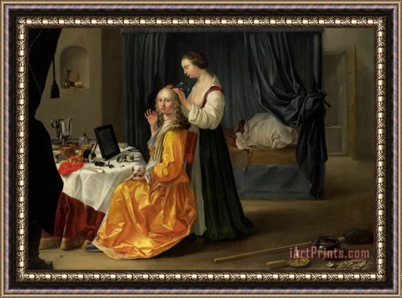 Netherlandish School Lady At Her Toilet Framed Painting