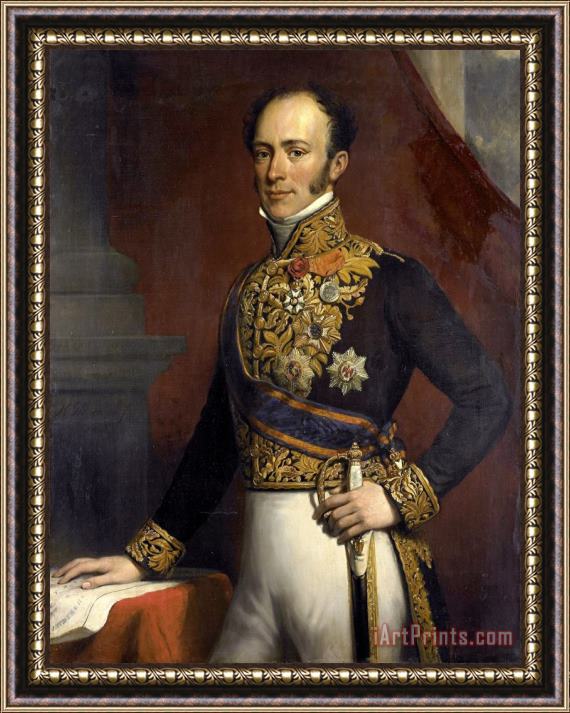 Nicolaas Pieneman Portrait of Jan Jacob Rochussen, Governor General of The Dutch East Indies Framed Painting