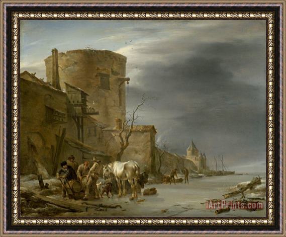 Nicolaes Pietersz Berchem The City Wall of Haarlem in The Winter Framed Print