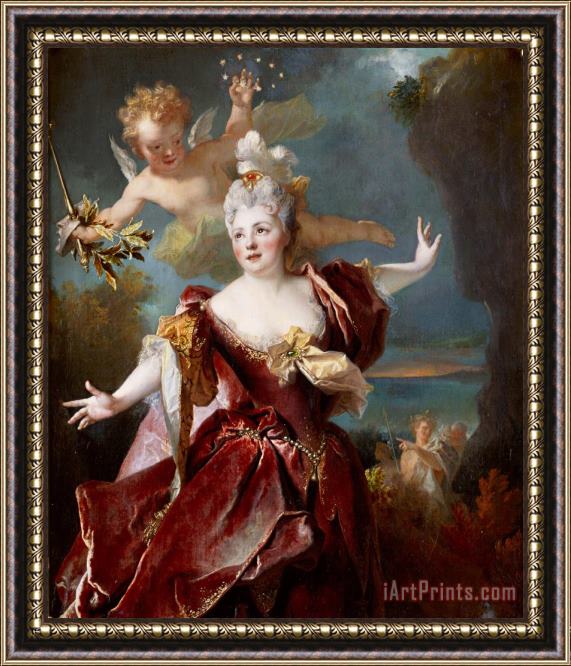 Nicolas de Largilliere Portrait De La Comedienne Marie Anne De Chateauneuf, Dite Mlle Duclos (1664 1747), Dans Le Role D'ariane Framed Print