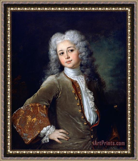 Nicolas de Largilliere Portrait of a Young Man with a Wig Framed Painting
