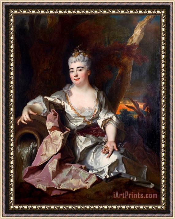 Nicolas de Largilliere Portrait of The Duchesse De Berry Framed Painting