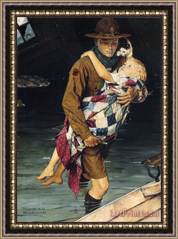 Norman Rockwell A Scout Is Helpful 1941 Framed Painting