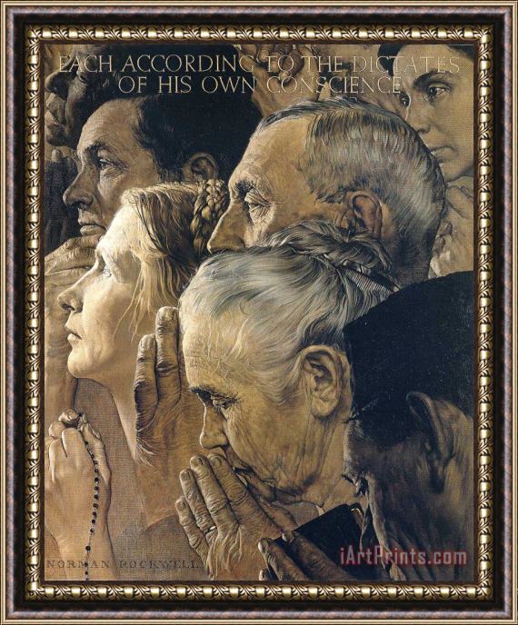 Norman Rockwell Freedom to Worship 1943 Framed Print