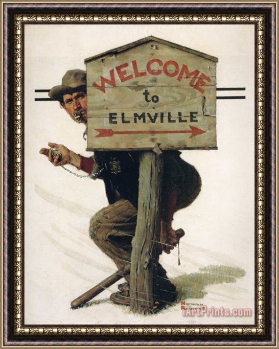Norman Rockwell Trap in Elmville Framed Print