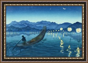 Oda Kazuma Catching Whitebait at Nakaumi, Izumo Framed Print for