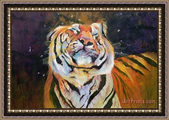 Odile Kidd Tiger - Shaking Head Framed Painting