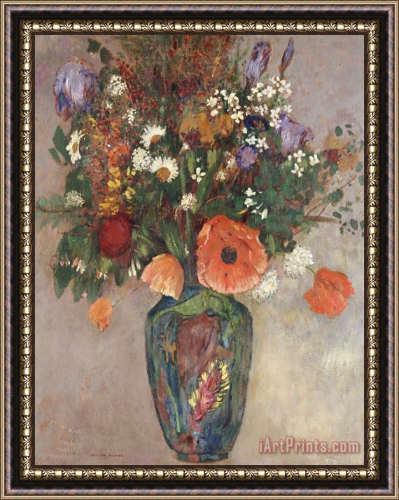 Odilon Redon Bouquet Of Flowers In A Vase Framed Painting