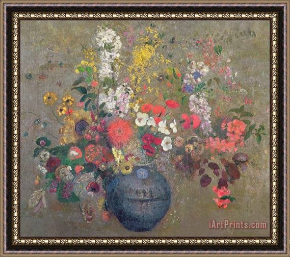 Odilon Redon Flowers Framed Painting