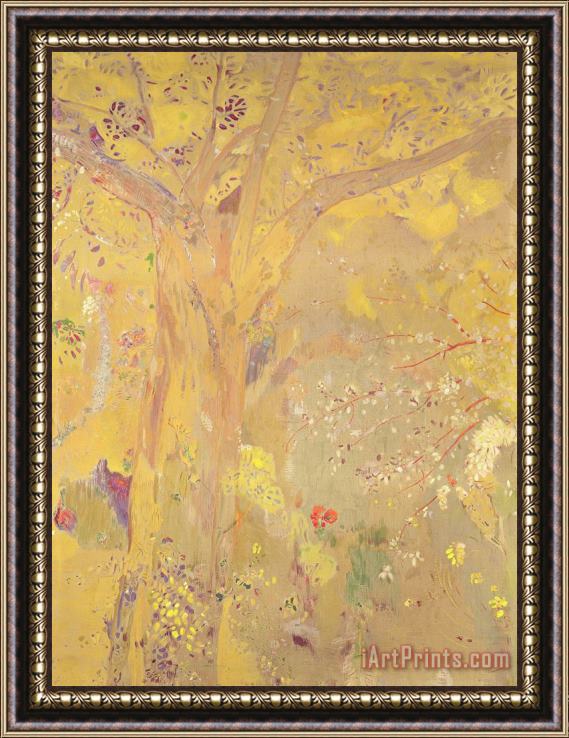 Odilon Redon Yellow Tree Framed Painting