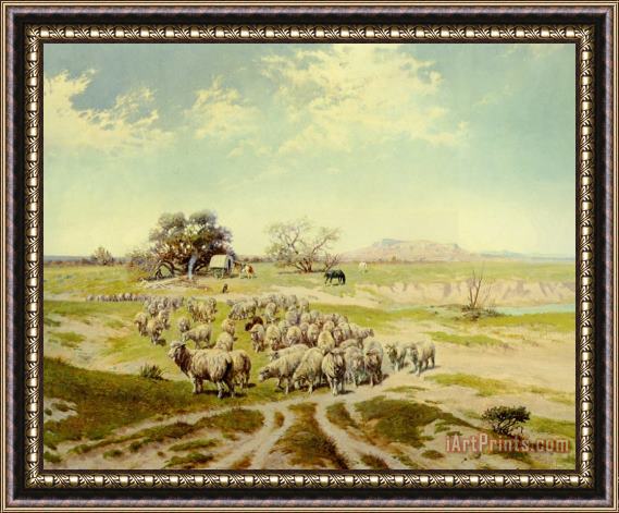 Olaf C. Seltzer Shepherding Montana Framed Print