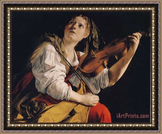 Orazio Gentleschi Young Woman Playing a Violin Framed Print