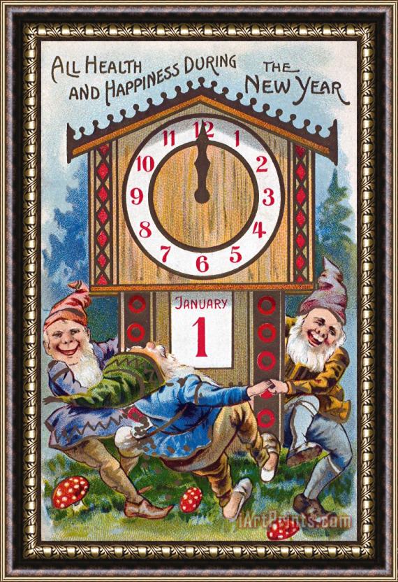Others American New Years Card Framed Painting