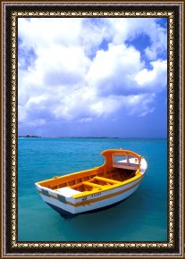 Fishing Boats in a Calm Sea Framed Prints - Aruba. Fishing Boat by Others