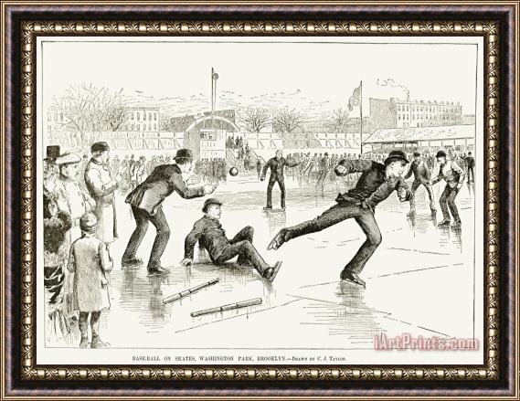 Others Baseball On Ice, 1884 Framed Painting