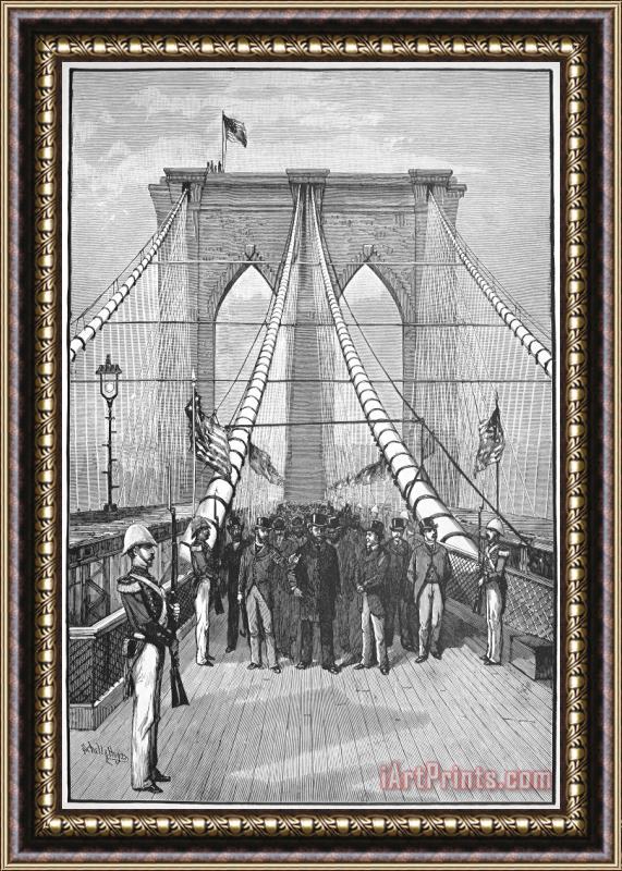 Others Brooklyn Bridge Opening Framed Painting