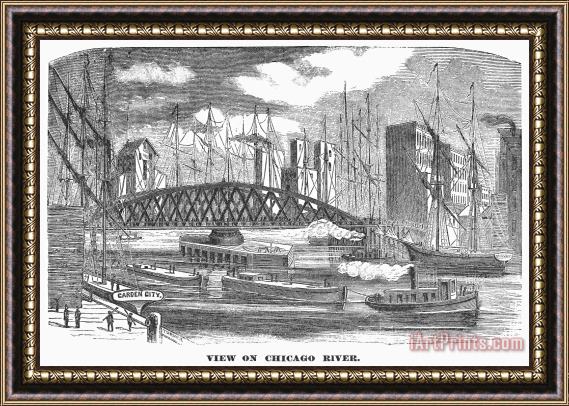 Others Chicago River, 1878 Framed Painting