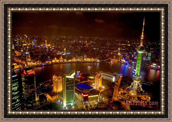 Others China Shanghai At Night Framed Painting