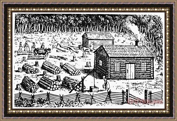 Others Colonial Farm Site Framed Painting