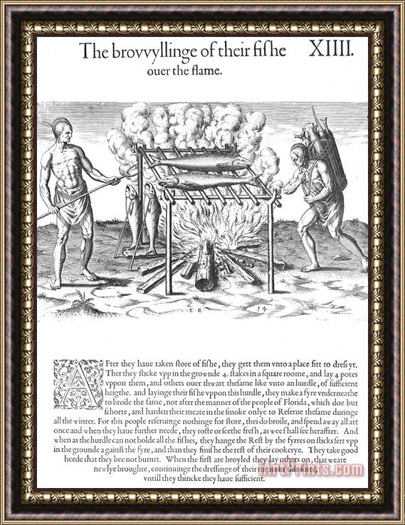 Others De Bry: Native American Cooking Framed Print